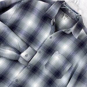 VTG CalTop USA Flannel Shirt Mens XL Gray White Plaid Hip Hop SoCal LA NWA 90s